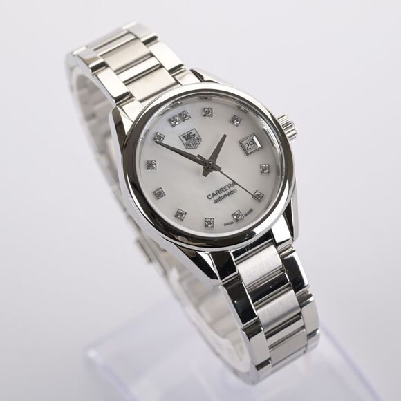 TAG Heuer Carrera WAR2414 Diamond Calibre 9 MOP 29mm Ladies Watch Serviced +Box main image 4